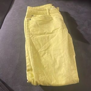 Neon yellow skinny jeans